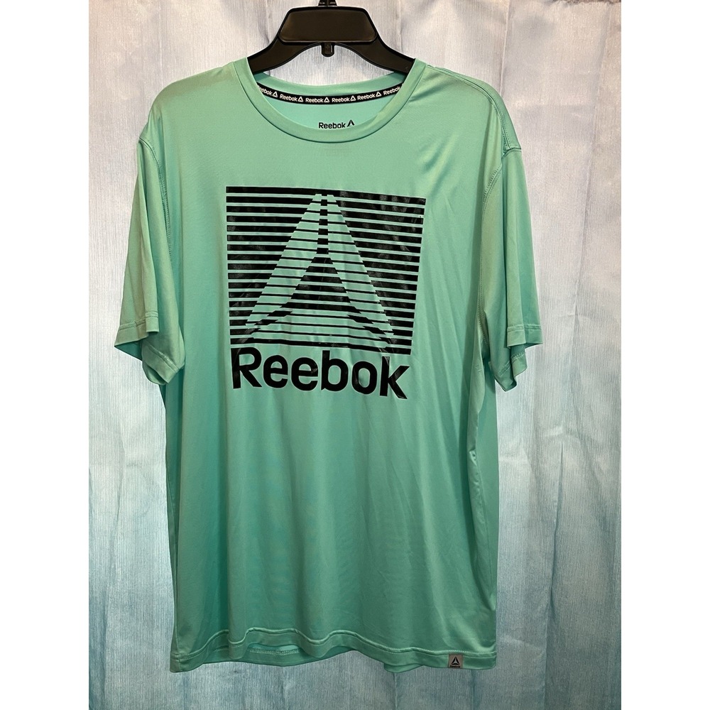 REEBOK‎ Men Shirt L Large Mint Green Polyester Short Sleeve Active